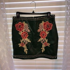 Vintage floral leather skirt
